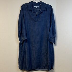 Foxcroft Nikki Chambray Above-the-Knee Dress | Easy Care | Size 14